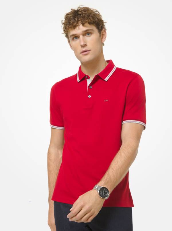 Panske Polokosele Michael Kors Greenwich Cotton Červené - Oblecenie Michael Kors Vypredaj | DNKYE-6702